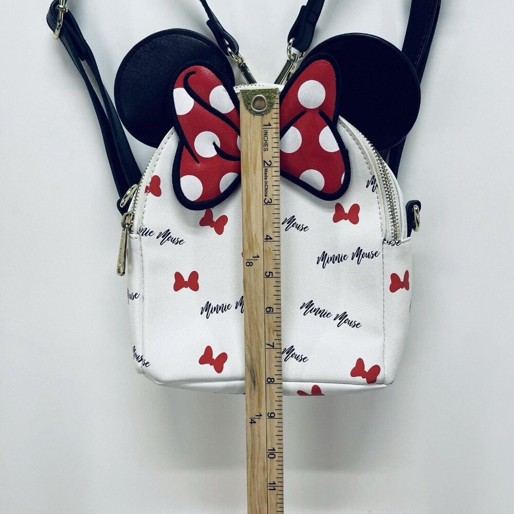 Loungefly Disney Mini Purse/Bag Pack Minnie Mouse Signature Ears White Stripped - Picture 4 of 12
